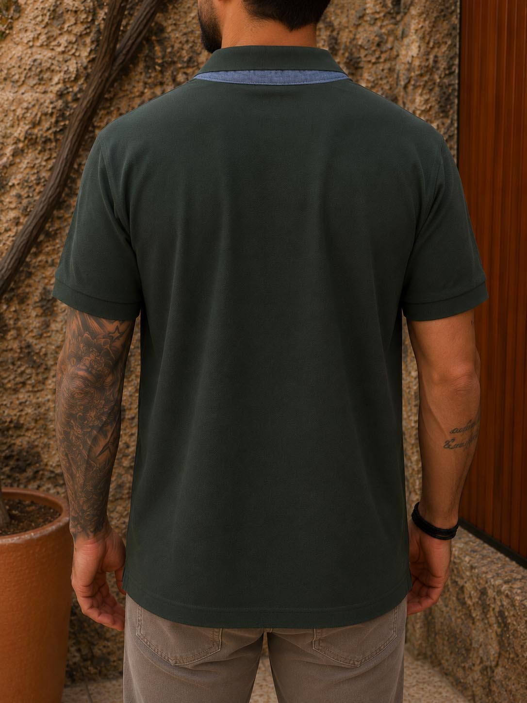 Everbest ανδρική κυπαρισσί πικέ Polo μπλούζα Plus Size 262834K